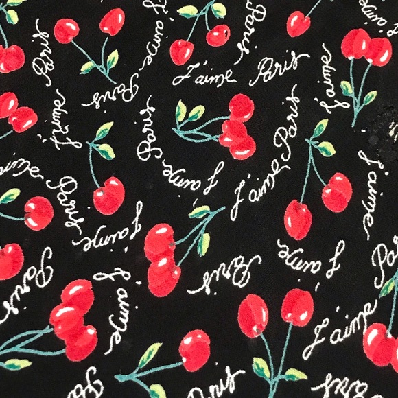 Reversible Black Cherry Print and Black and White Polka Dots Skirt - Picture 3 of 5